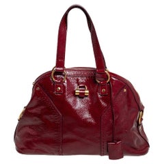 Yves Saint Laurent Red Patent Leather Large Muse Satchel