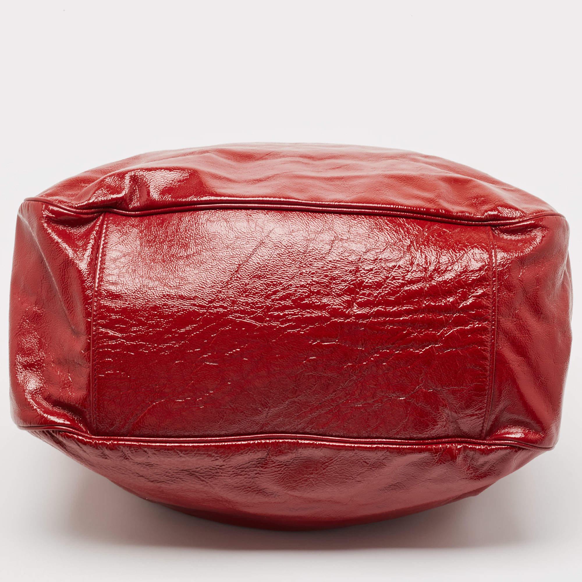 Women's Yves Saint Laurent Red Patent Leather Roady Hobo