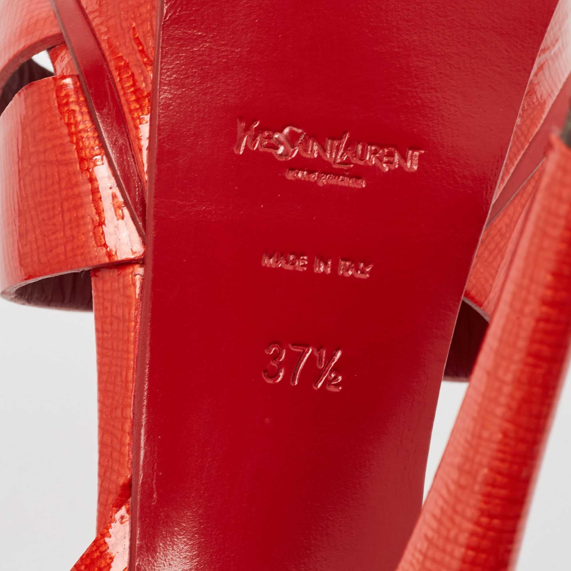 Yves Saint Laurent Red Patent Leather Tribute Sandals Size 37.5 4