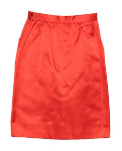 Yves Saint Laurent Red Pencil Silk Skirt