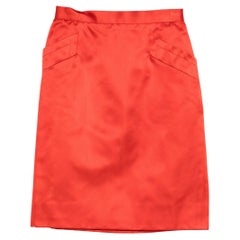 Yves Saint Laurent - Jupe en soie crayon rouge