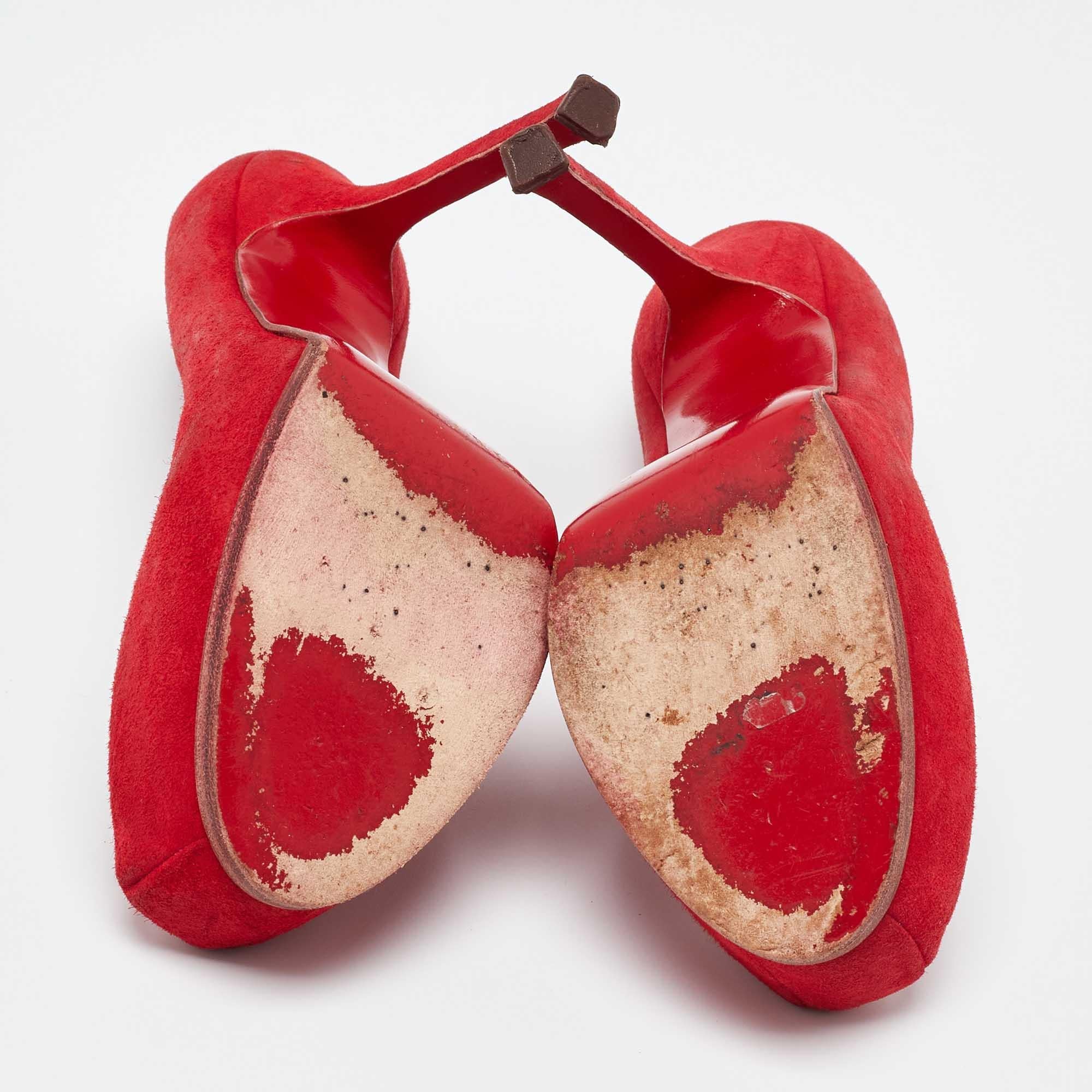 Yves Saint Laurent Red Suede Tribtoo Pumps Size 39 For Sale 2