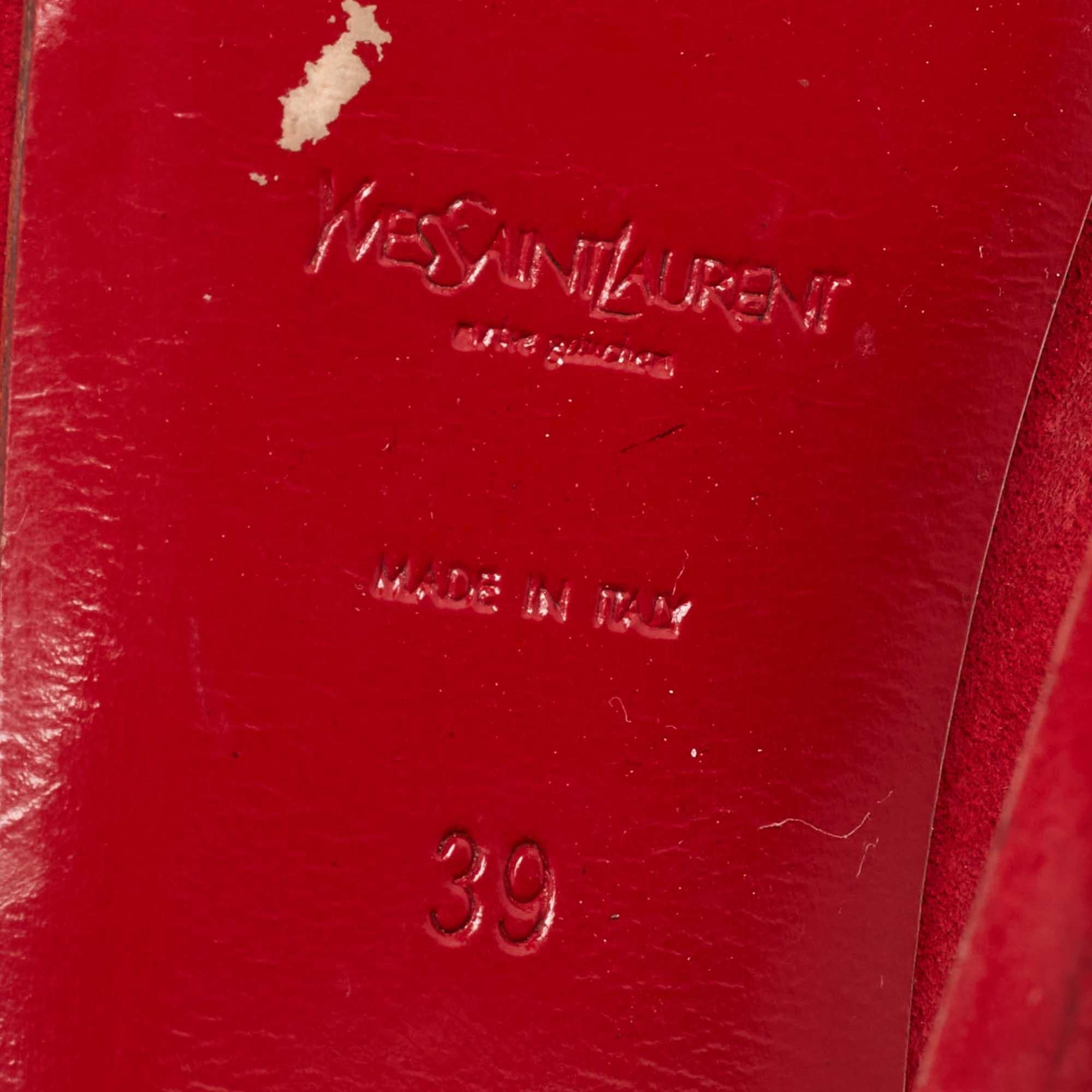 Yves Saint Laurent Red Suede Tribtoo Pumps Size 39 For Sale 4