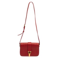 Yves Saint Laurent Red Textured Leather Medium Chyc Flap Bag
