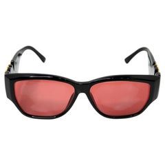 Yves Saint Laurent Red Tinted Lens Gold-Tone Monogram Sunglasses