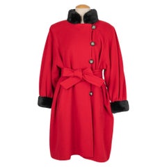 Yves Saint Laurent Red Wool Coat