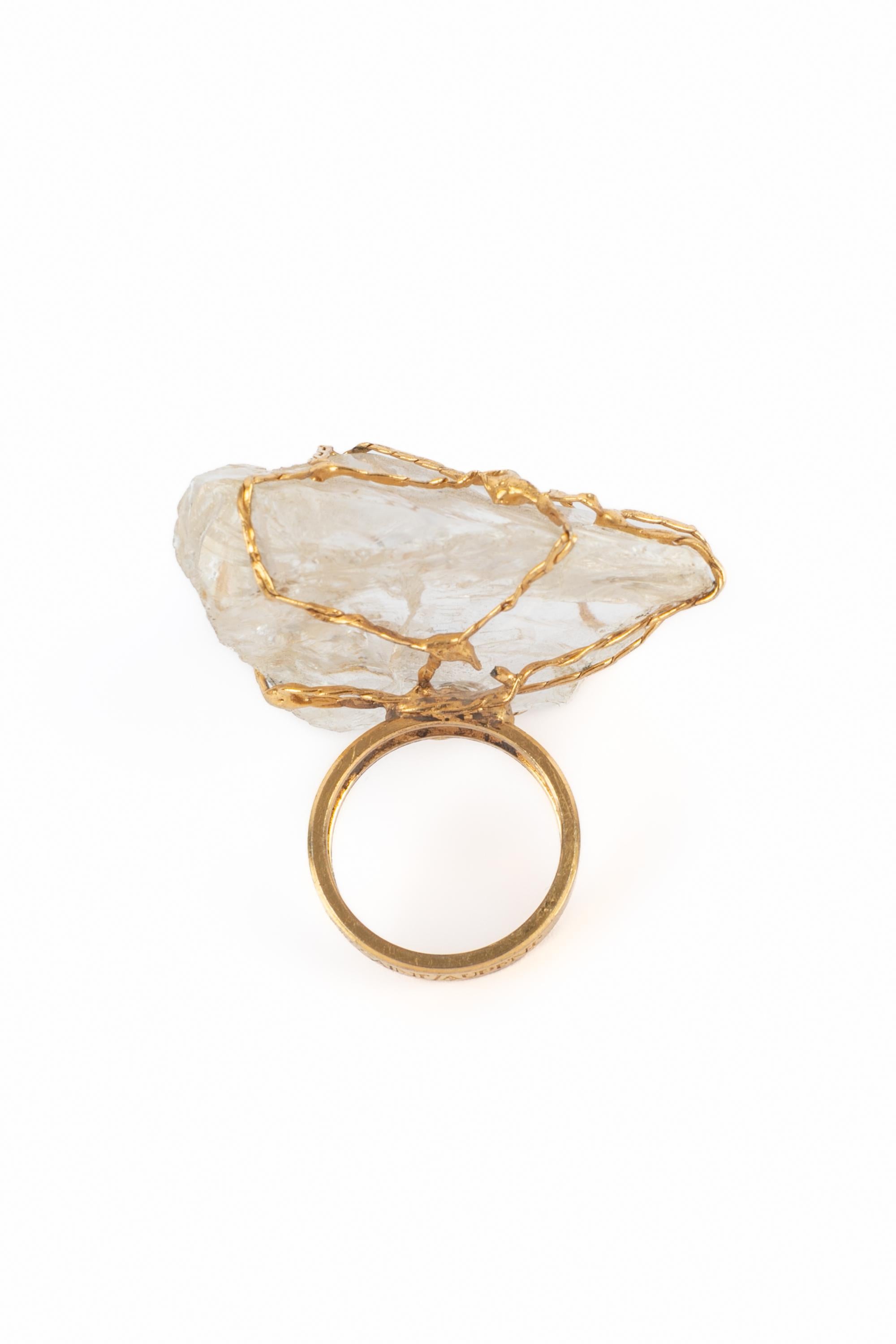 Yves Saint Laurent ring with rock crystal Haute Couture In Excellent Condition For Sale In SAINT-OUEN-SUR-SEINE, FR