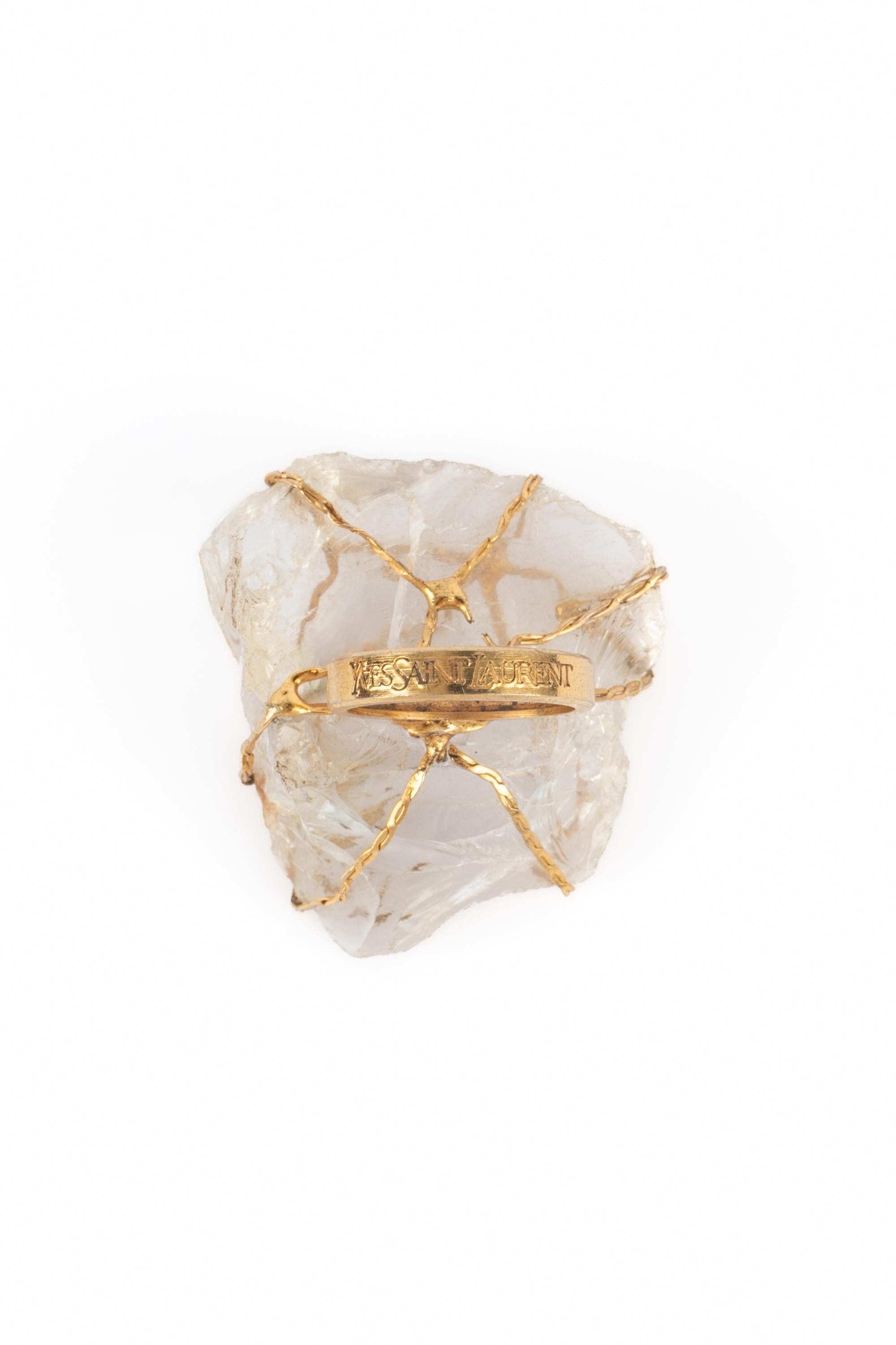 Women's Yves Saint Laurent ring with rock crystal Haute Couture For Sale