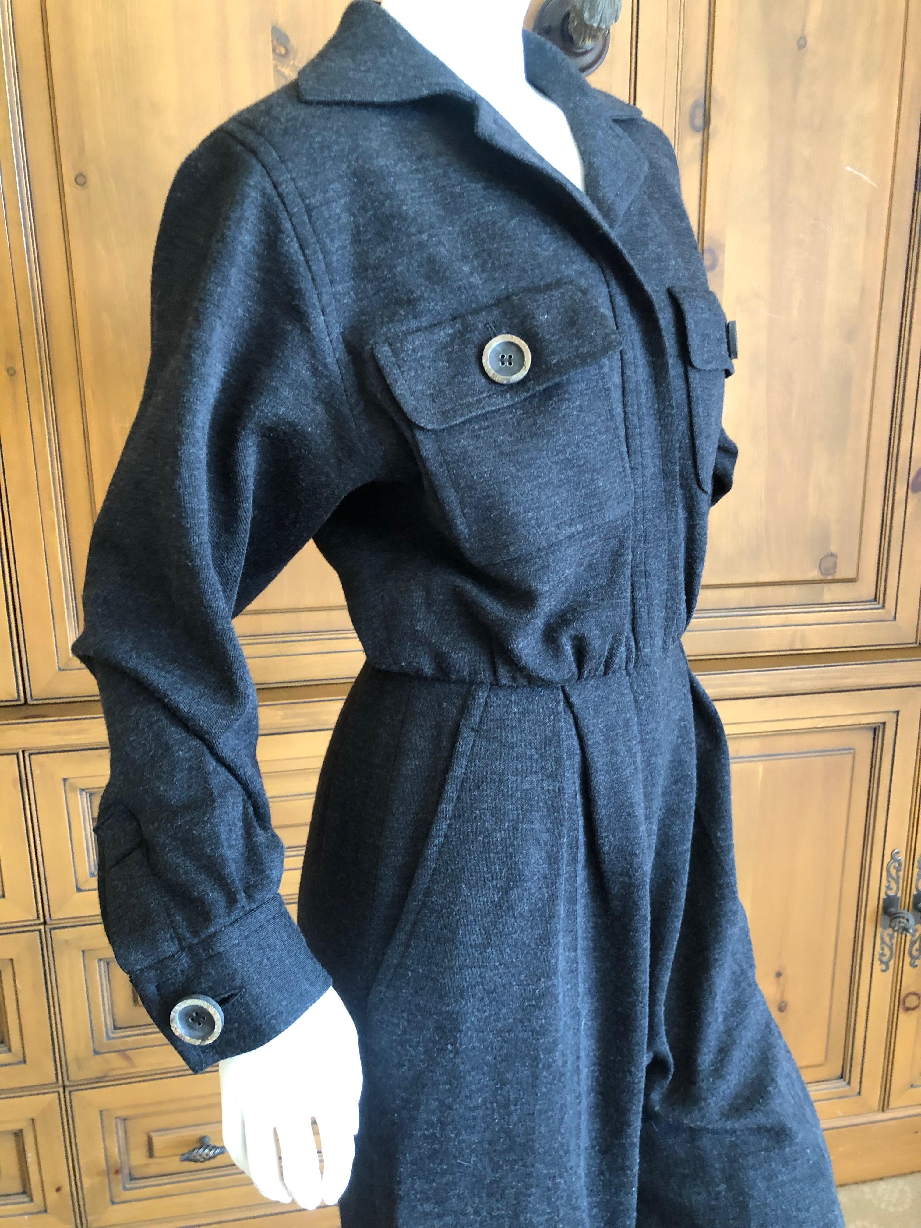 Yves Saint Laurent Rive Gauche 1970's Dark Gray Jersey Jumpsuit  For Sale 3