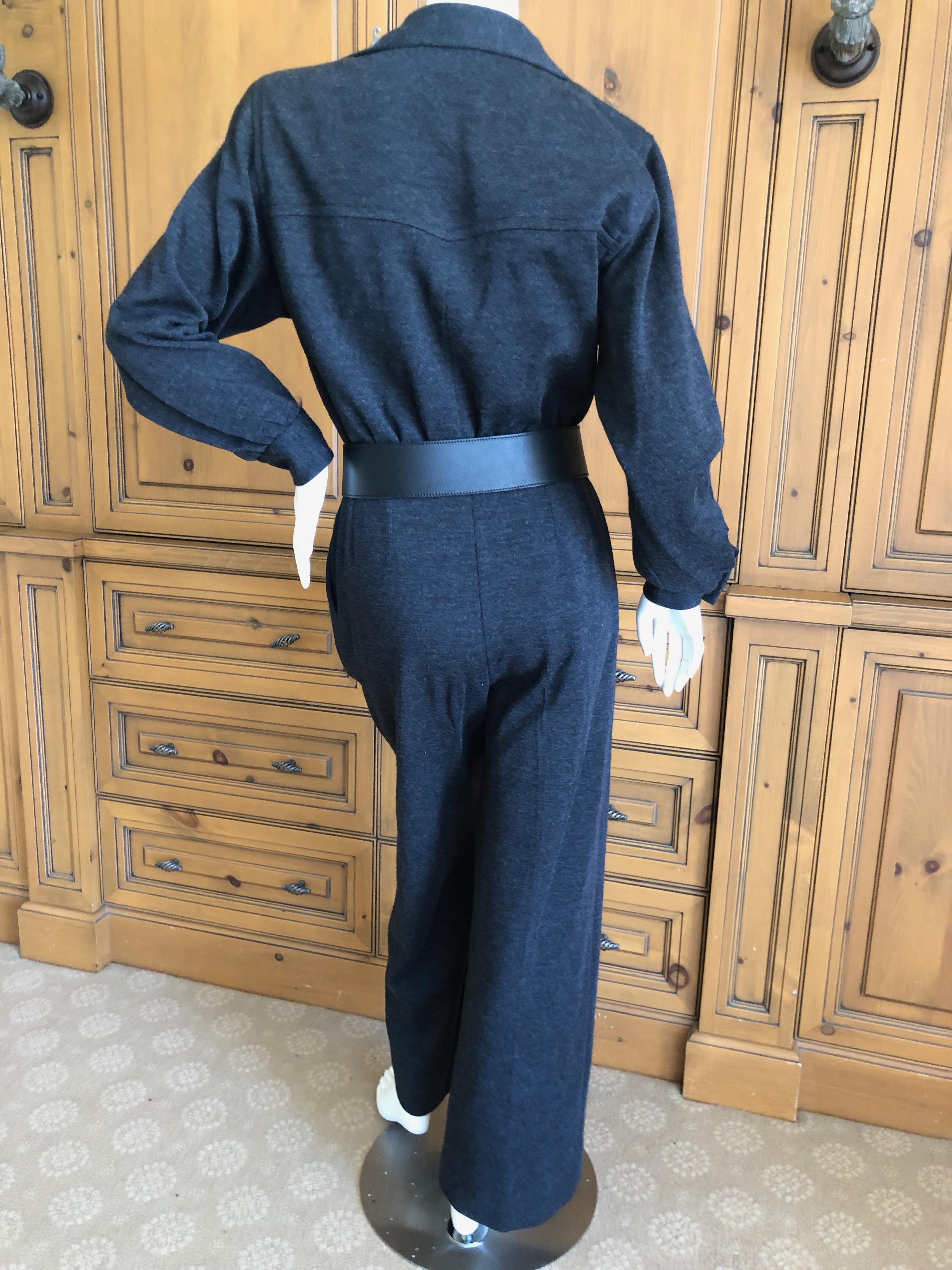 Yves Saint Laurent Rive Gauche 1970's Dark Gray Jersey Jumpsuit  For Sale 5