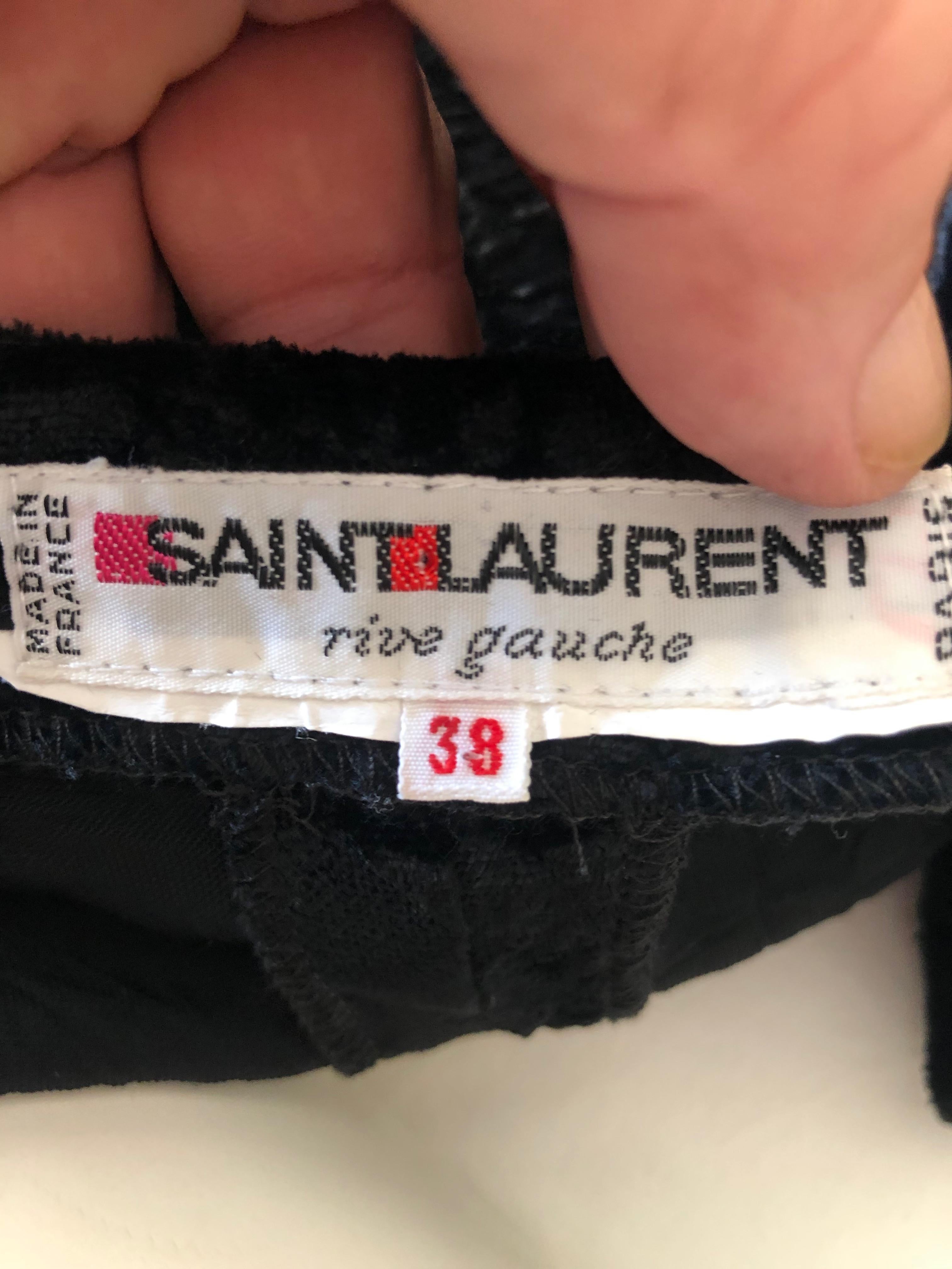 Yves Saint Laurent Rive Gauche 1970's Low Cut Black Velvet Cocktail Dress For Sale 6