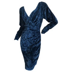 Yves Saint Laurent Rive Gauche 1970's Low Cut Black Velvet Cocktail Dress