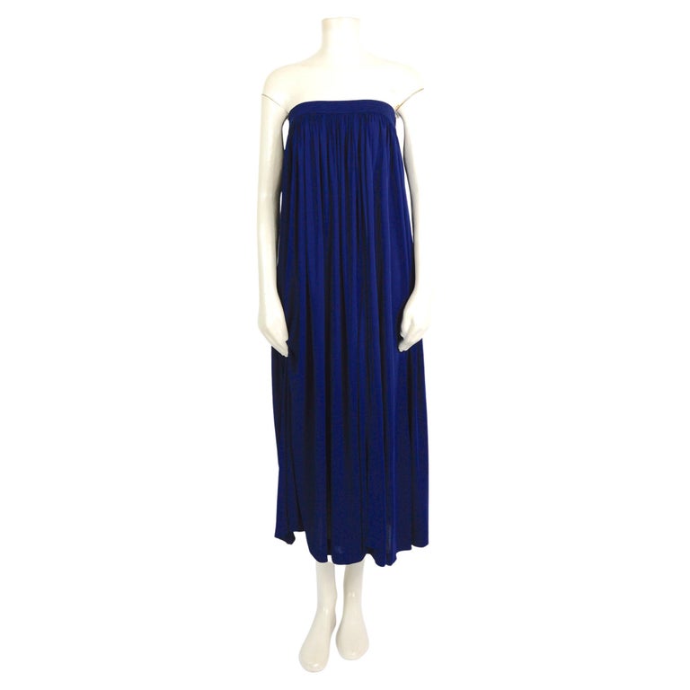 Yves Saint Laurent "rive gauche" 1970s vintage bleu silk jersey skirt or dress  For Sale