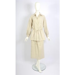 Yves Saint Laurent "rive gauche" Fall Winter 1975/76 Vintage Cream Jersey Set