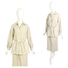 Yves Saint Laurent "rive gauche" Fall Winter 1975/76 Vintage Cream Jersey Set