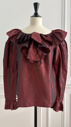 Yves Saint Laurent Rive Gauche 1978 Burgundy Silk Blouse