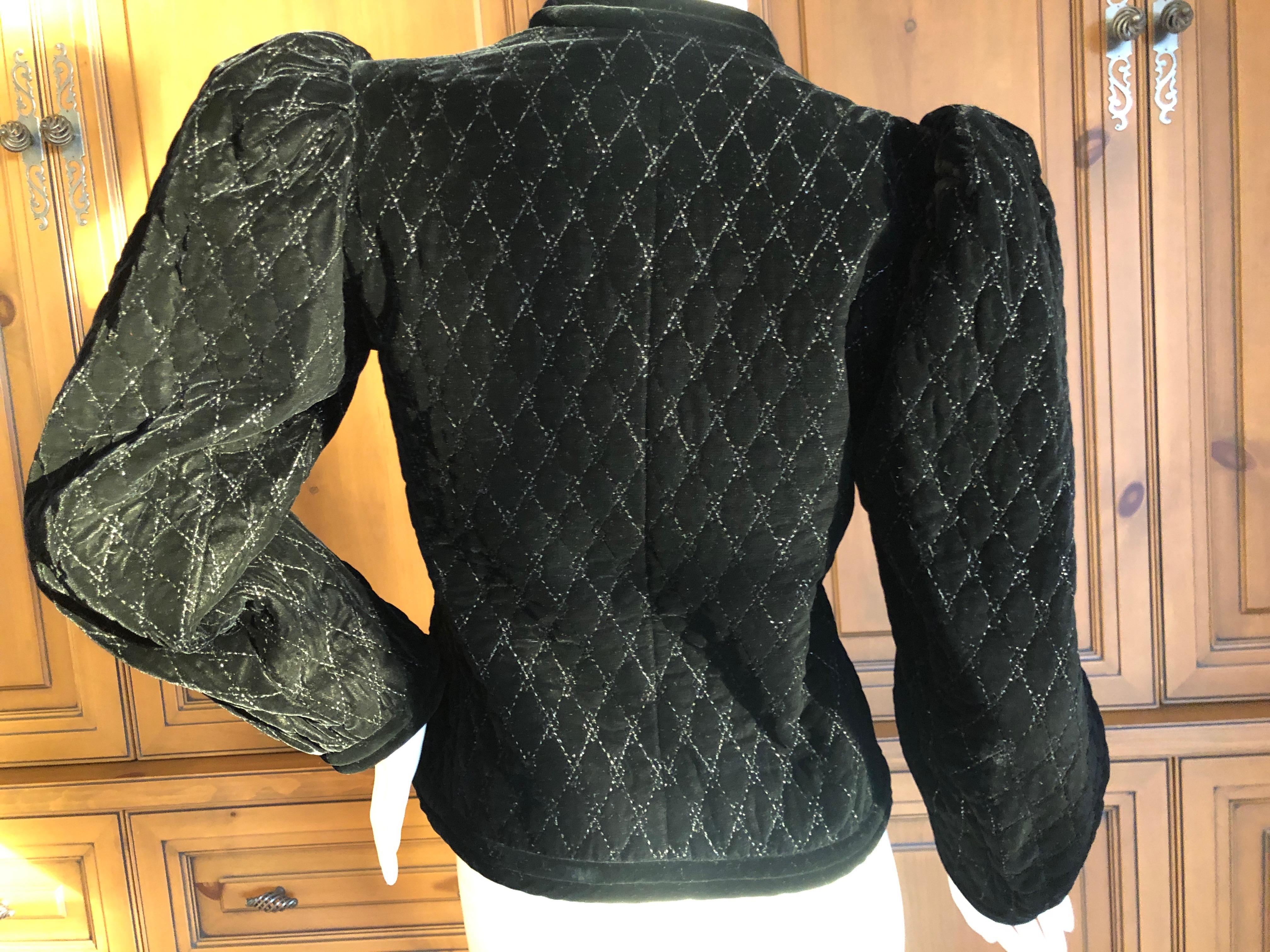 Yves Saint Laurent Rive Gauche 1979 Black Velvet Jacket w Gold Thread Quilting For Sale 3