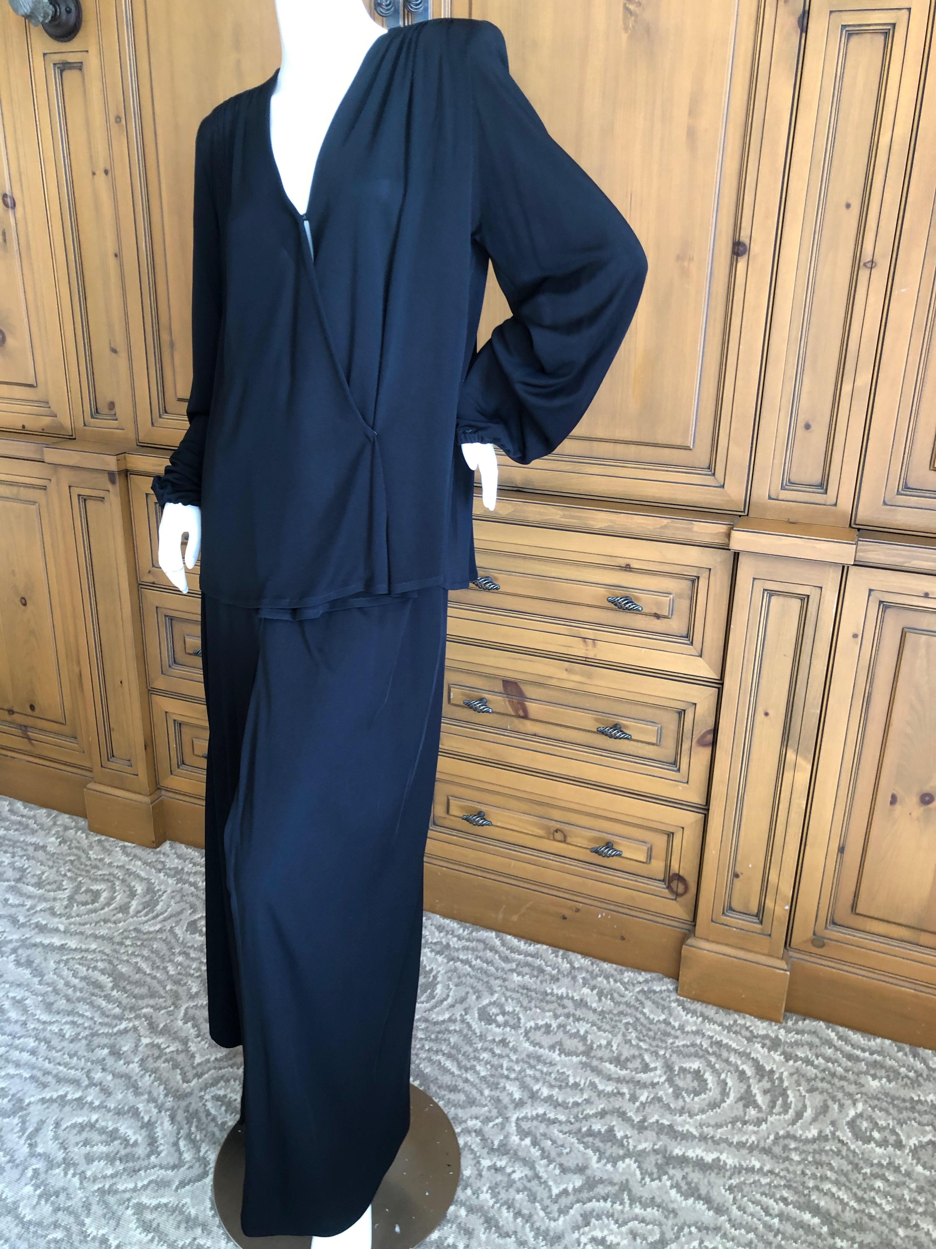 Yves Saint Laurent Rive Gauche 1980's Black Silk Evening Pajama Suit In Excellent Condition For Sale In Cloverdale, CA