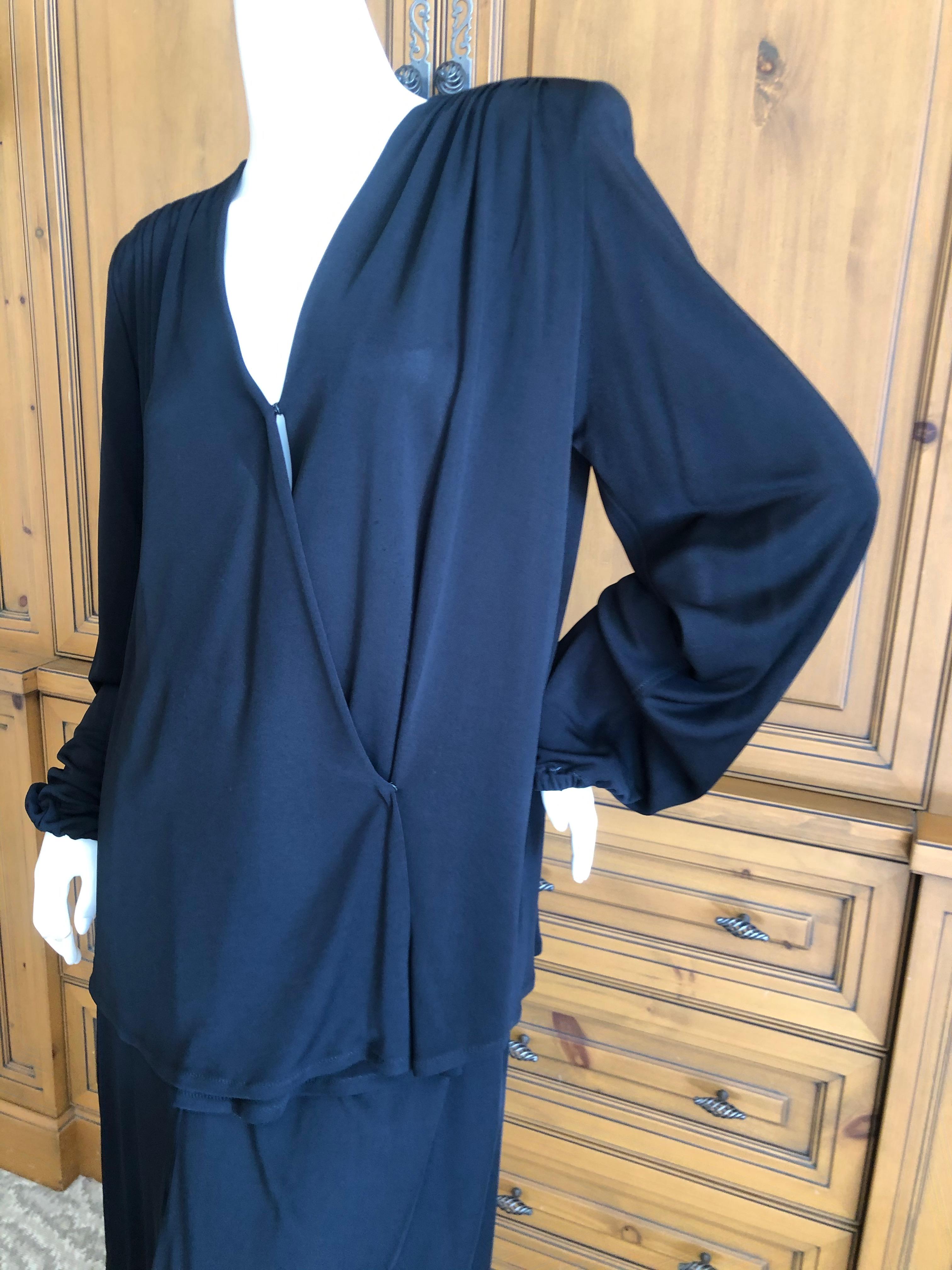 Yves Saint Laurent Rive Gauche 1980's Black Silk Evening Pajama Suit For Sale 3