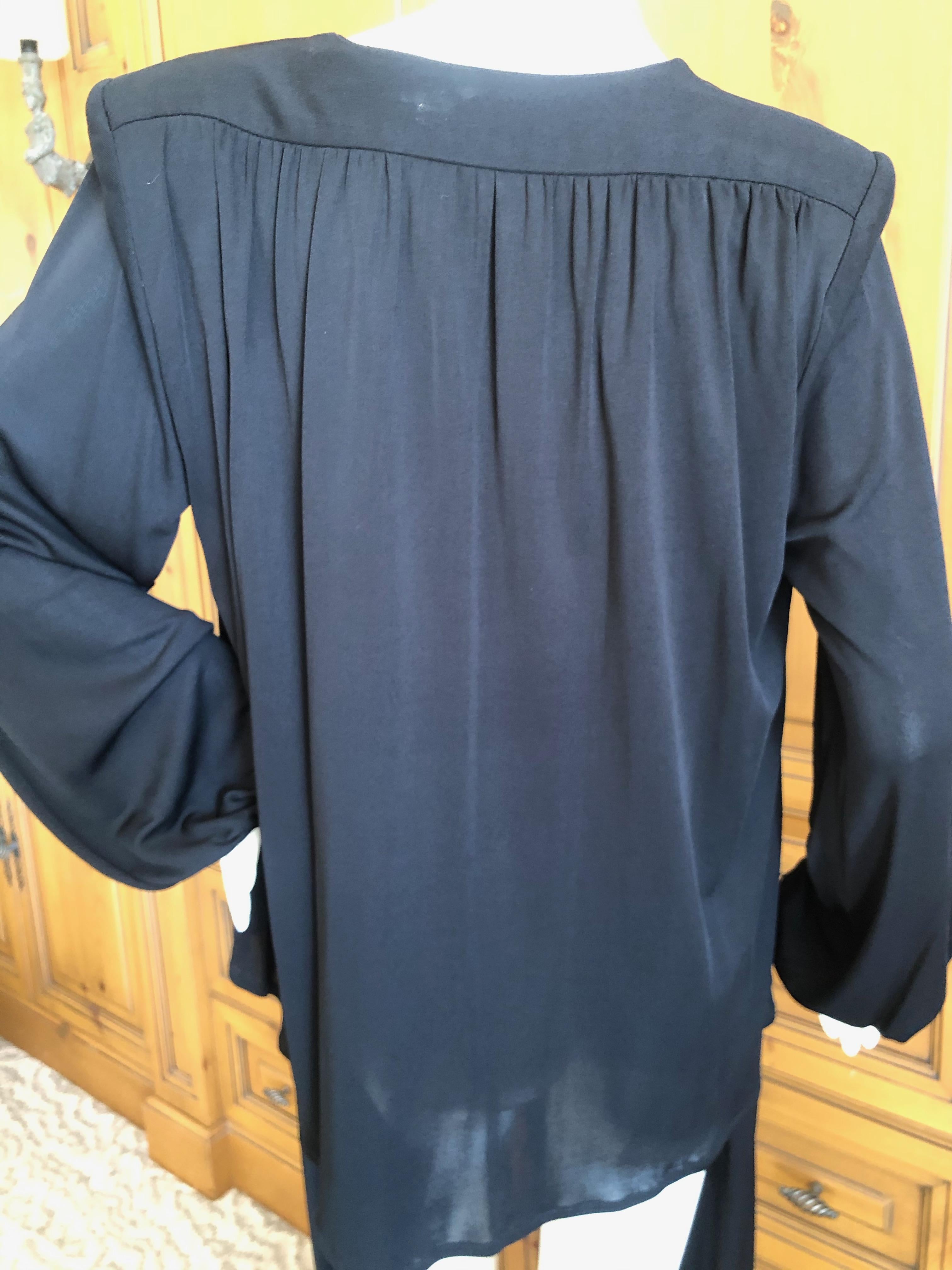 Yves Saint Laurent Rive Gauche 1980's Black Silk Evening Pajama Suit For Sale 4