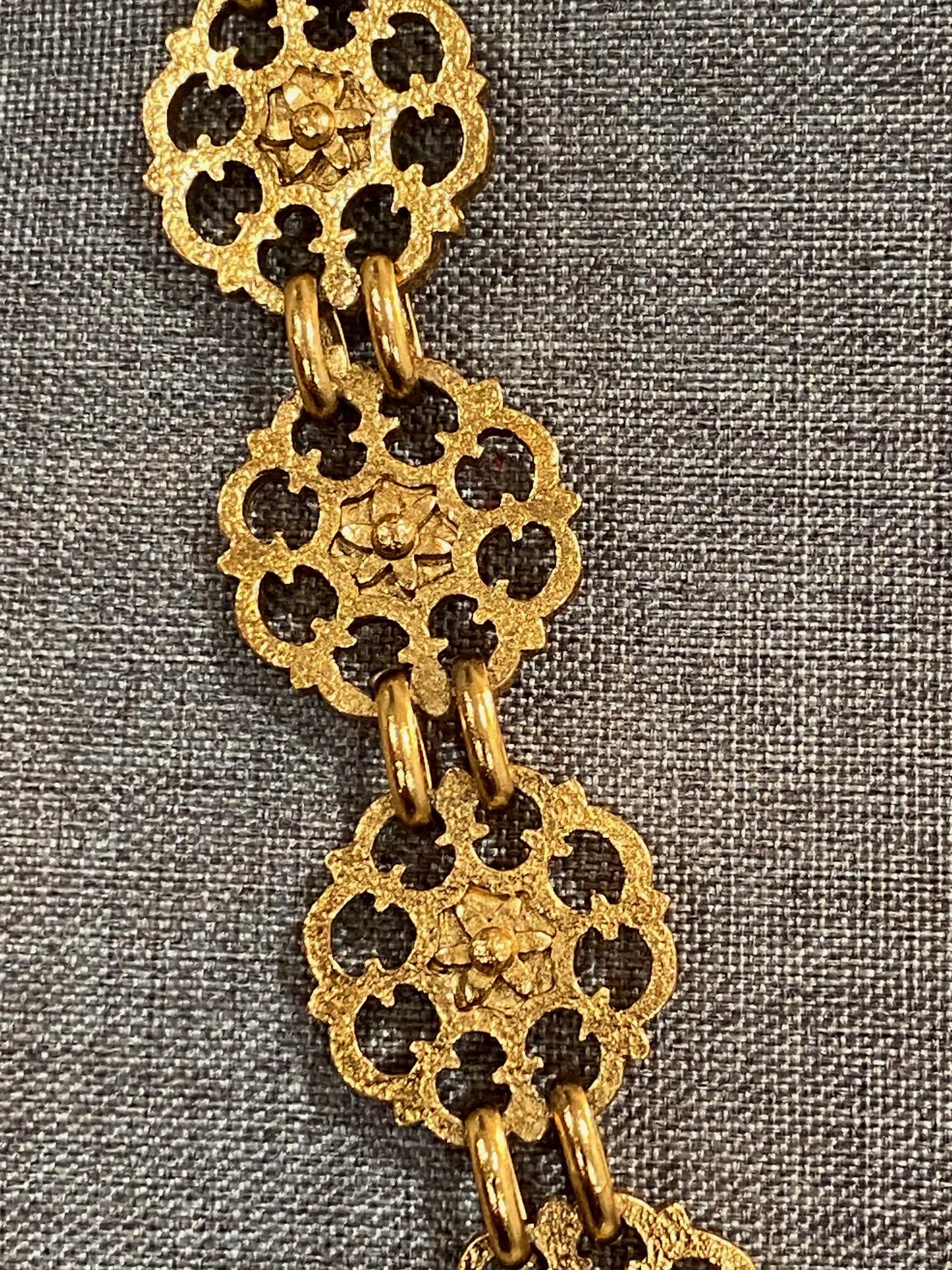 Yves Saint Laurent Rive Gauche, ceinture/ collier en or des années 1980 en vente 8