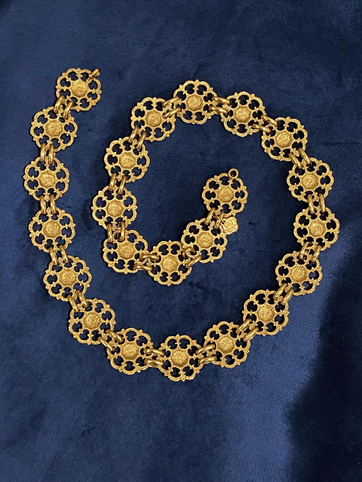 Women's or Men's Yves Saint Laurent, Rive Gauche, 1980s Gold Belt / Necklace For Sale