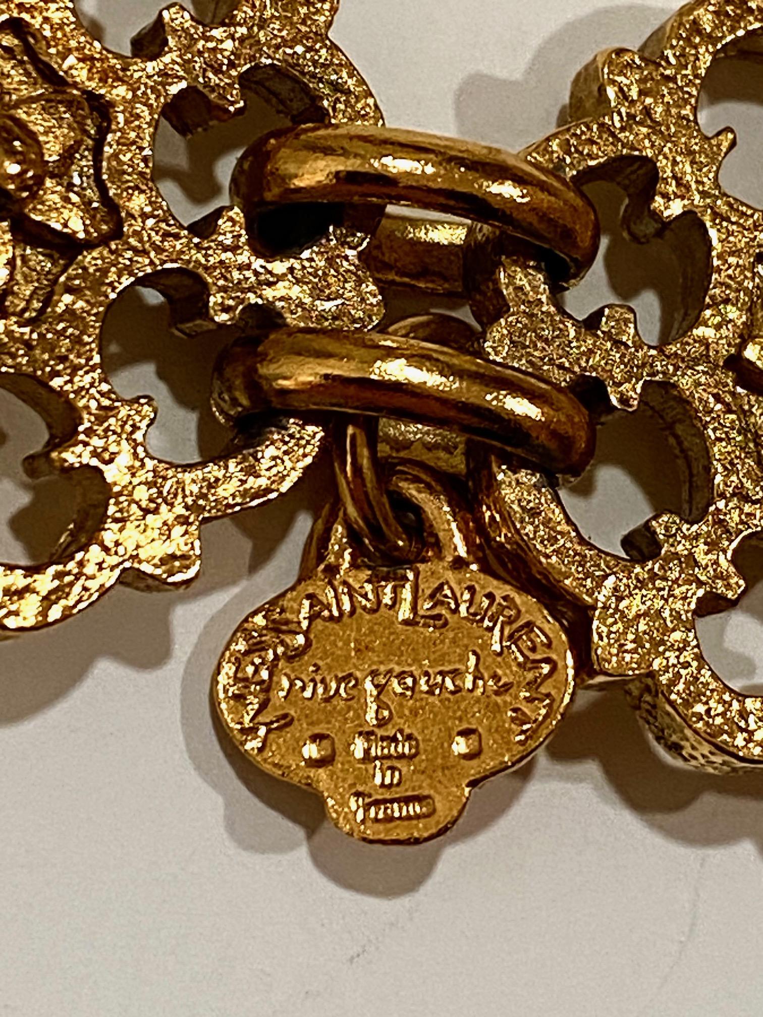 Yves Saint Laurent Rive Gauche, ceinture/ collier en or des années 1980 en vente 2