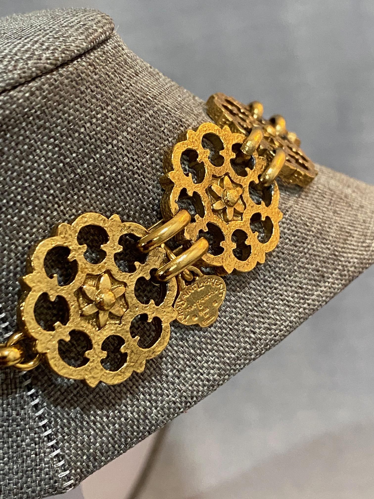 Yves Saint Laurent Rive Gauche, ceinture/ collier en or des années 1980 en vente 3