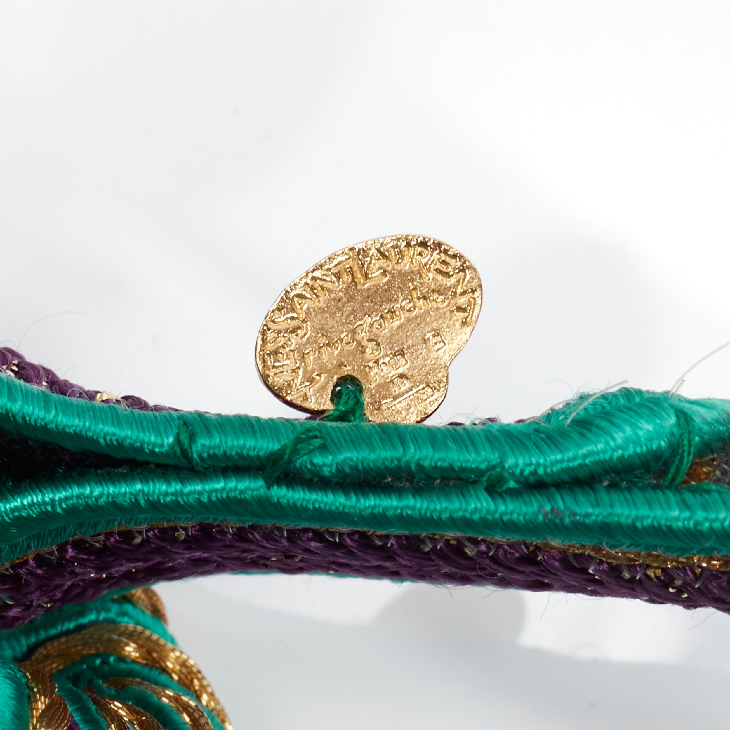 YVES SAINT LAURENT Rive Gauche 1980's purple gold tassel woven hobo waist belt For Sale 6
