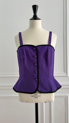 Yves Saint Laurent Rive Gauche 1980s Purple Peplum Top