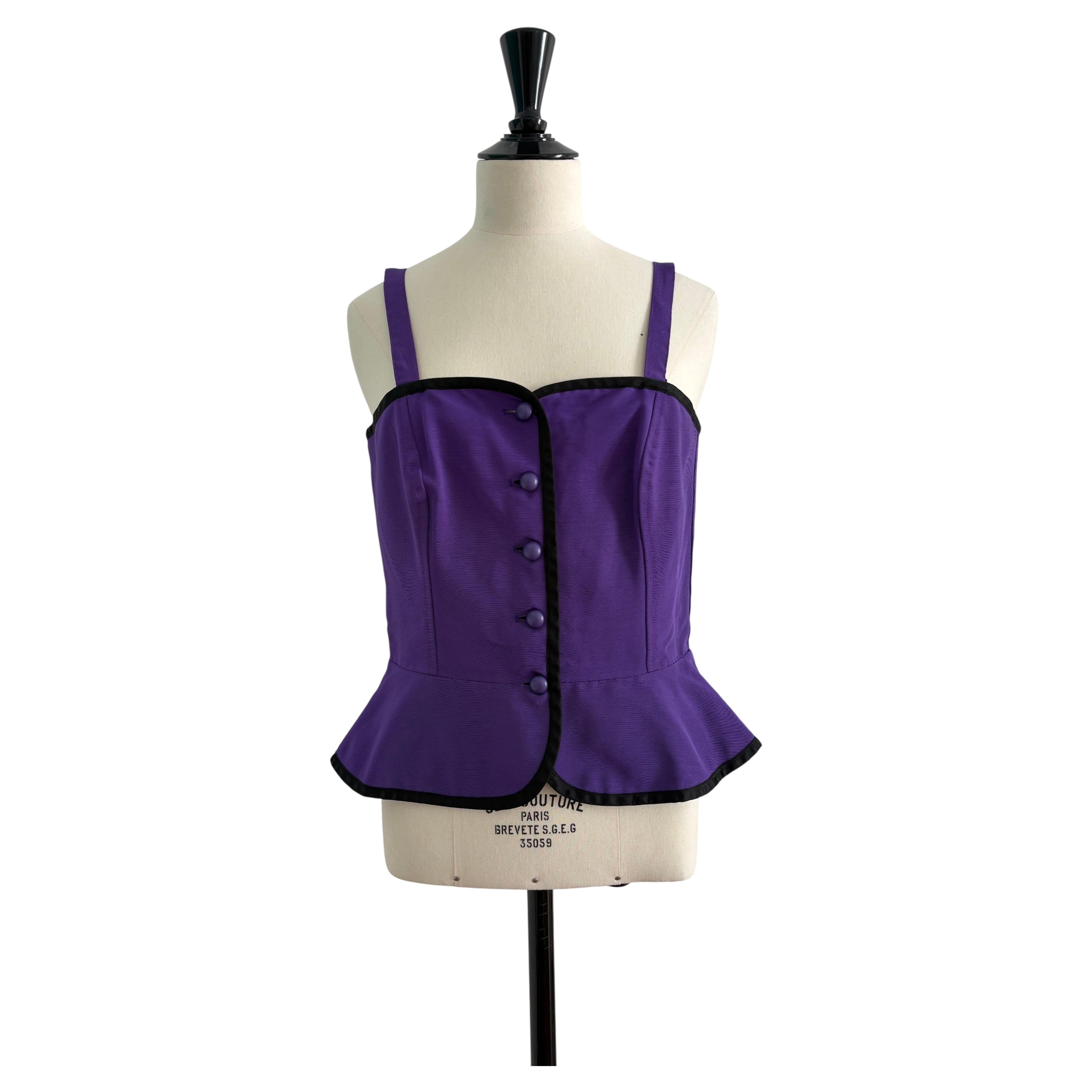 Top morado con peplum de Yves Saint Laurent Rive Gauche de los años 80