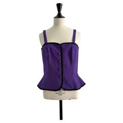 Yves Saint Laurent Rive Gauche 1980s Purple Peplum Top