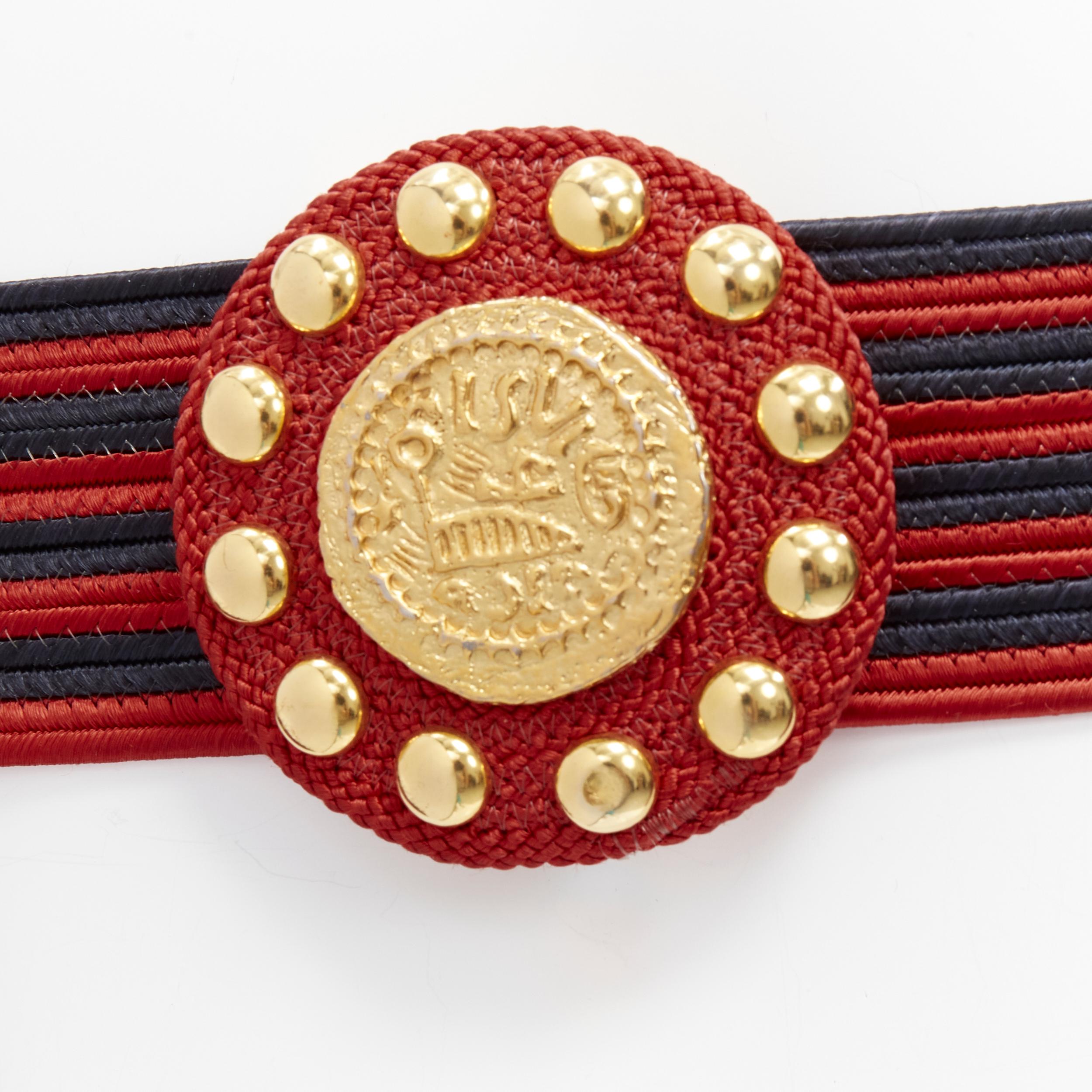 YVES SAINT LAURENT Rive Gauche 1980's red black tassel YSL logo coin boho waist belt
Reference: TGAS/D00212
Brand: Yves Saint Laurent
Material: Fabric
Color: Red, Gold
Pattern: Solid
Closure: Belt
Extra Details: This belt is non-adjustable.
Made in: