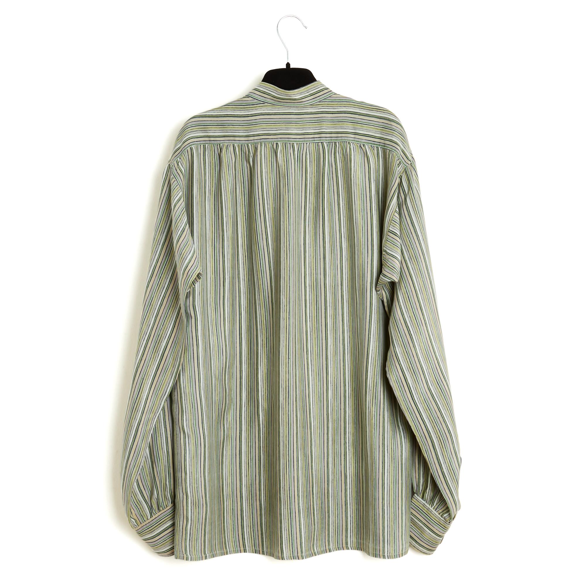 Women's or Men's Yves Saint Laurent Rive Gauche 1985s Top FR38 Green Silk Shirt Blouse UK10 US8