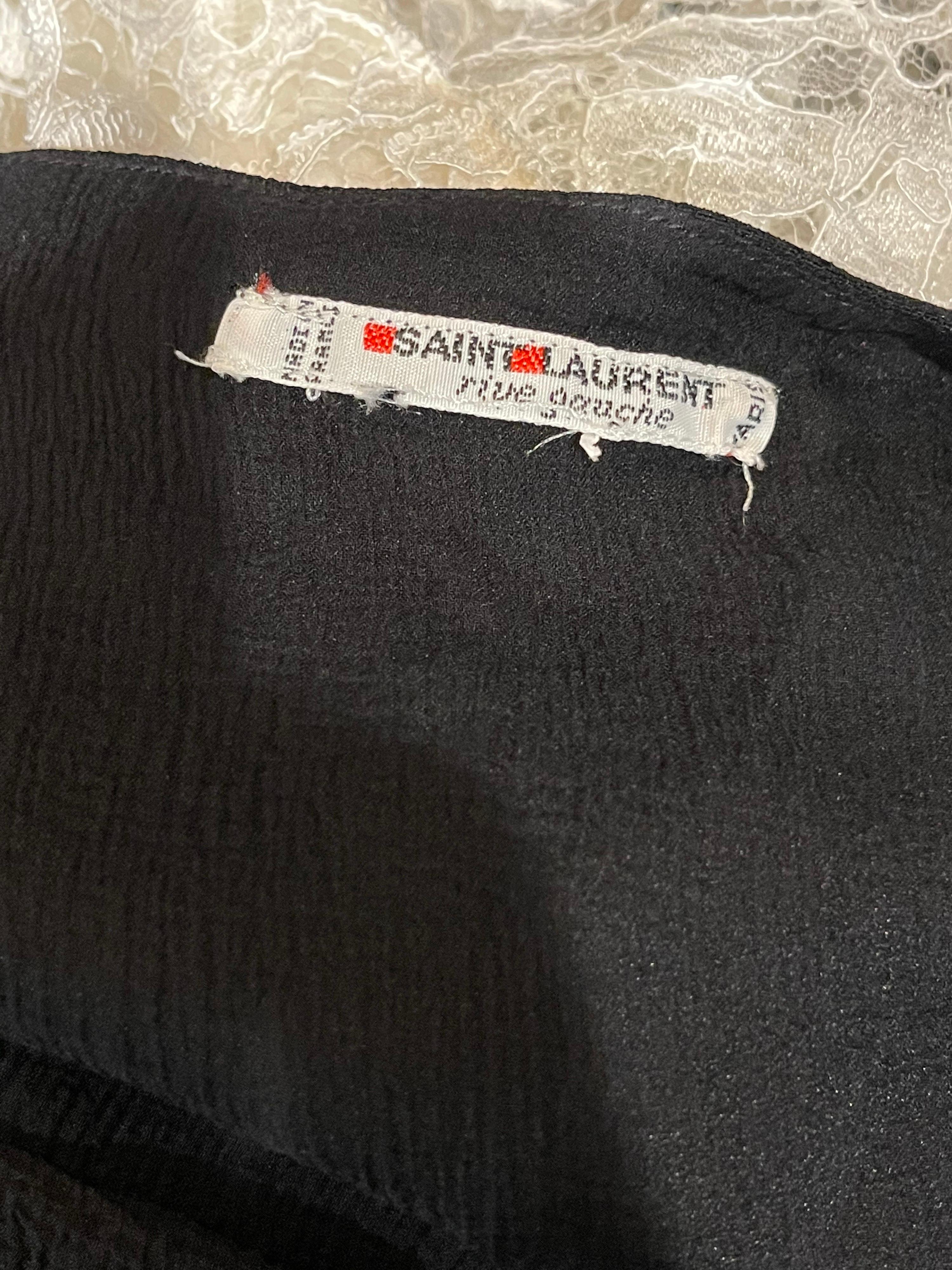 Yves Saint Laurent Rive Gauche 1990s Black Rayon Draped Vintage 90s Top Blouse In Excellent Condition For Sale In San Diego, CA