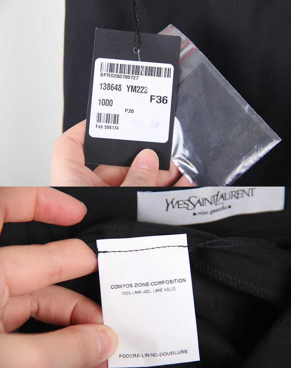 Yves Saint Laurent  Rive Gauche 2006 nouveau tailleur du soir

taille F36, pantalon non ourlé

état de la veste neuf sans étiquette, état du pantalon neuf avec étiquette

costume en laine

Fabriqué en France

couleur noir


Veste :
Épaules : 38 cm /