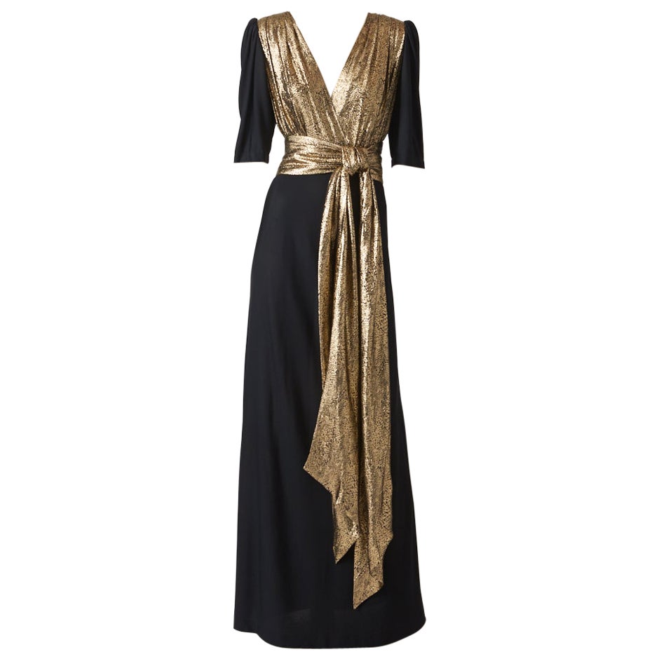 Yves Saint Laurent  Rive Gauche 40
s Inspired Jersey and Gold Lamé Gown