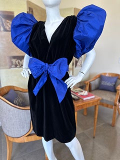 Yves Saint Laurent Rive Gauche 70's Velvet Cocktail Dress with Balloon Sleeves