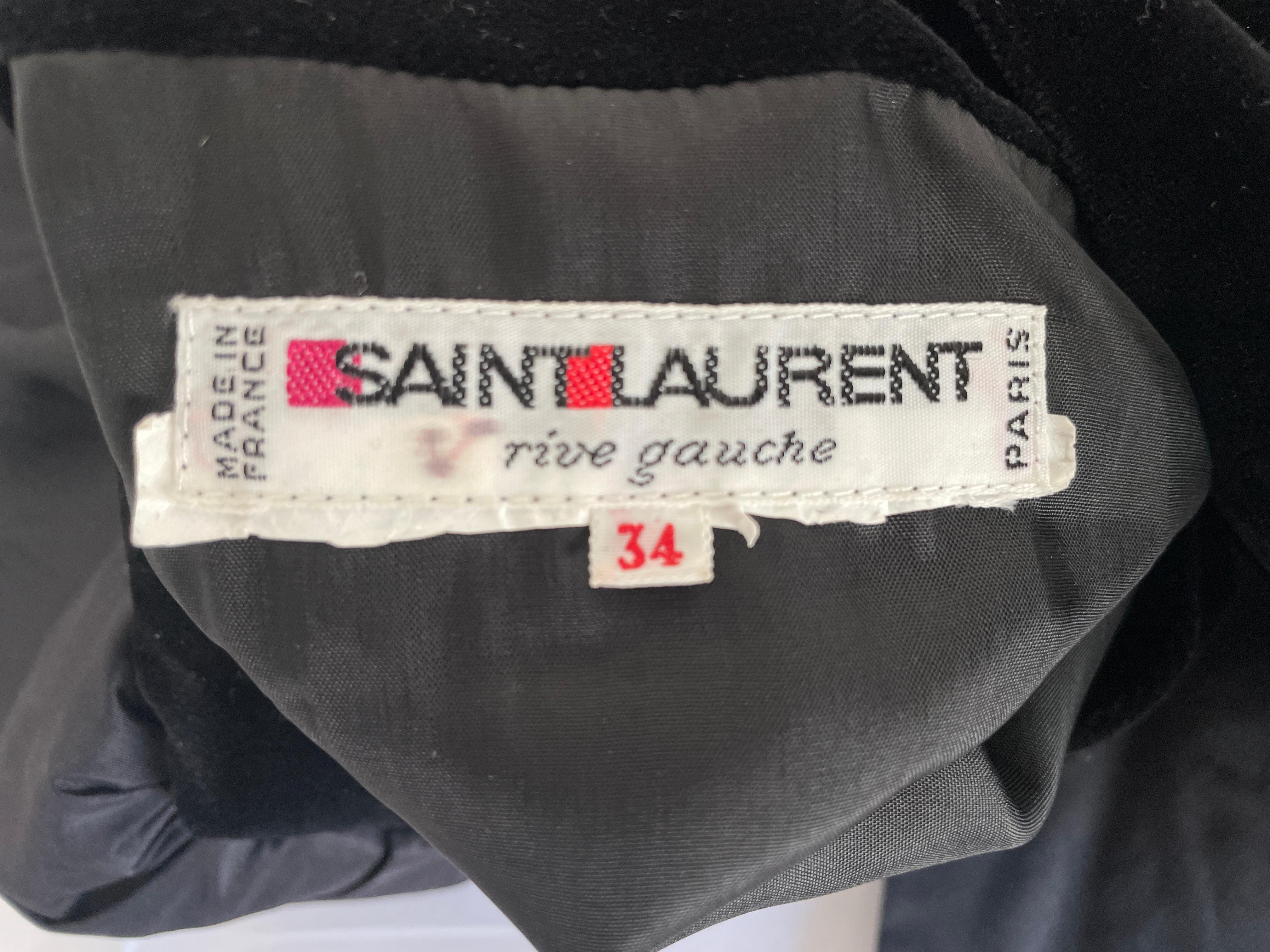 Yves Saint Laurent Rive Gauche 70's Velvet Cocktail Dress with Balloon Sleeves For Sale 2