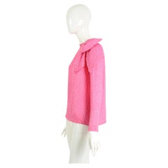 Yves Saint Laurent "rive gauche" 70s vintage bow on shoulder pink silk blouse