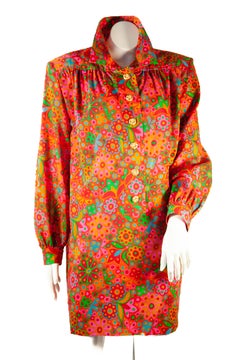 Yves Saint Laurent Rive Gauche 90's Floral Smock Dress