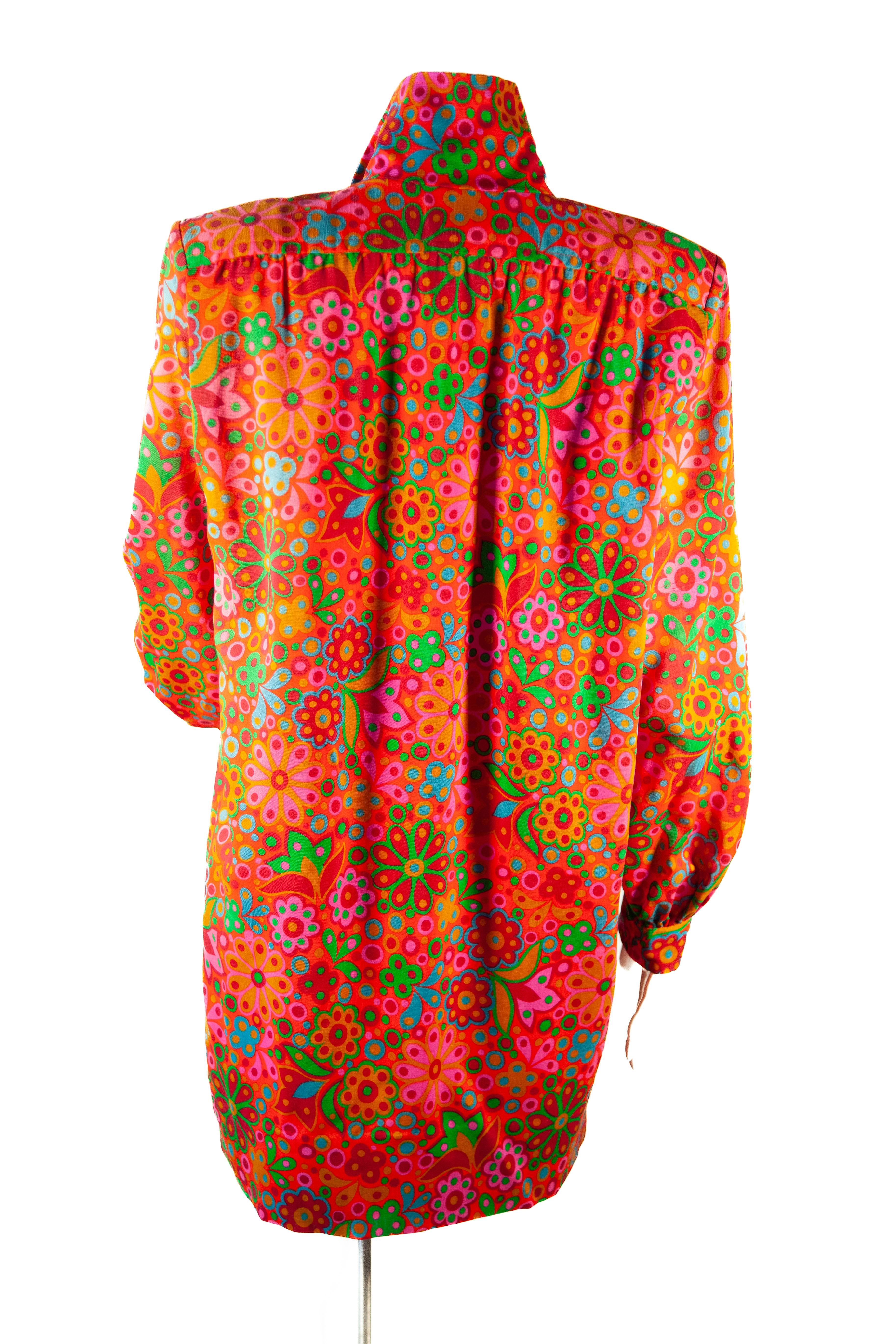 Women's Yves Saint Laurent Rive Gauche 90's Floral Smock Dress