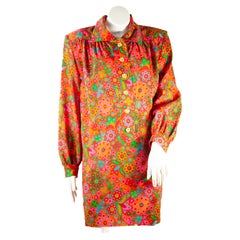 Yves Saint Laurent Rive Gauche 90's Floral Smock Dress