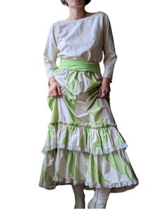 Yves Saint Laurent Rive Gauche (attributed to) Striped Silk Faille Maxi Skirt