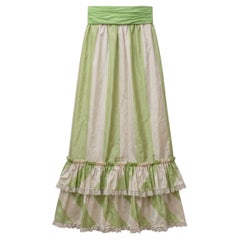 Yves Saint Laurent Rive Gauche (attributed to) Striped Silk Faille Maxi Skirt