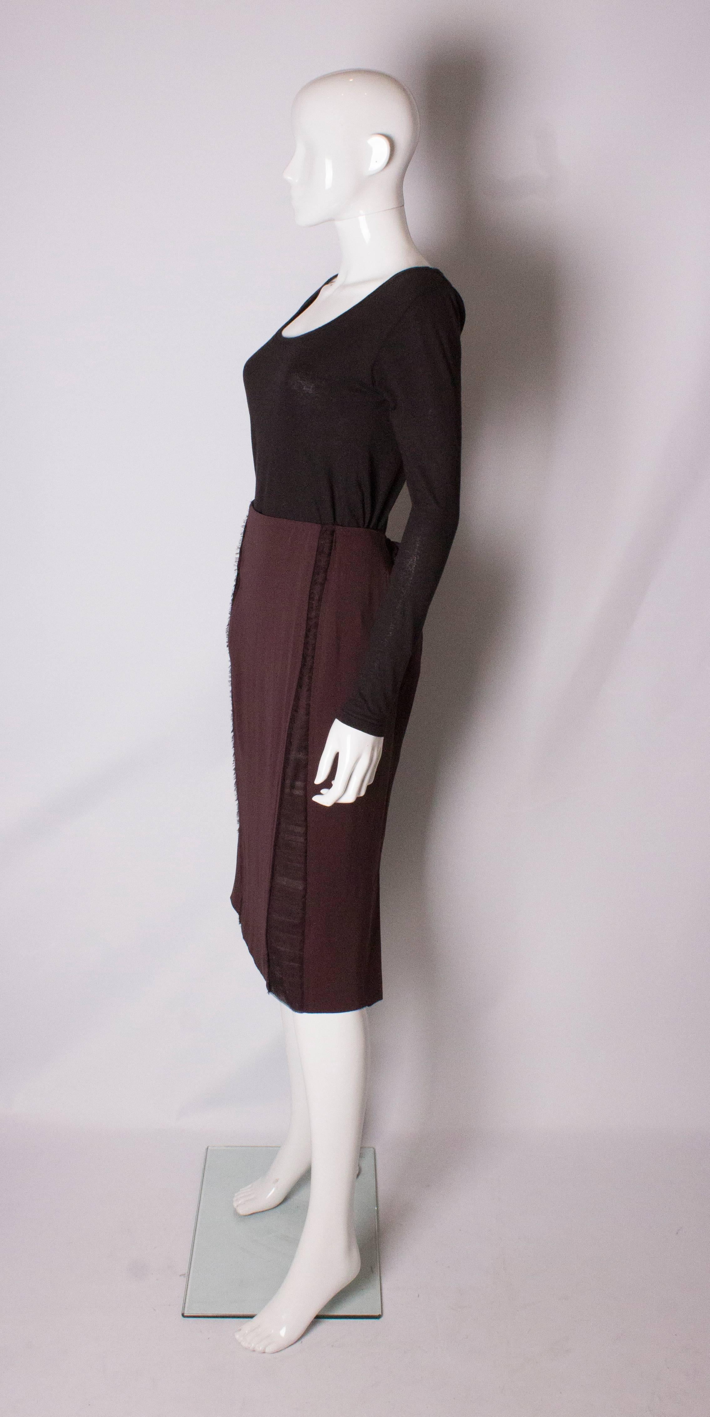 Women's Yves Saint Laurent  Rive Gauche Aubergine Silk Skirt
