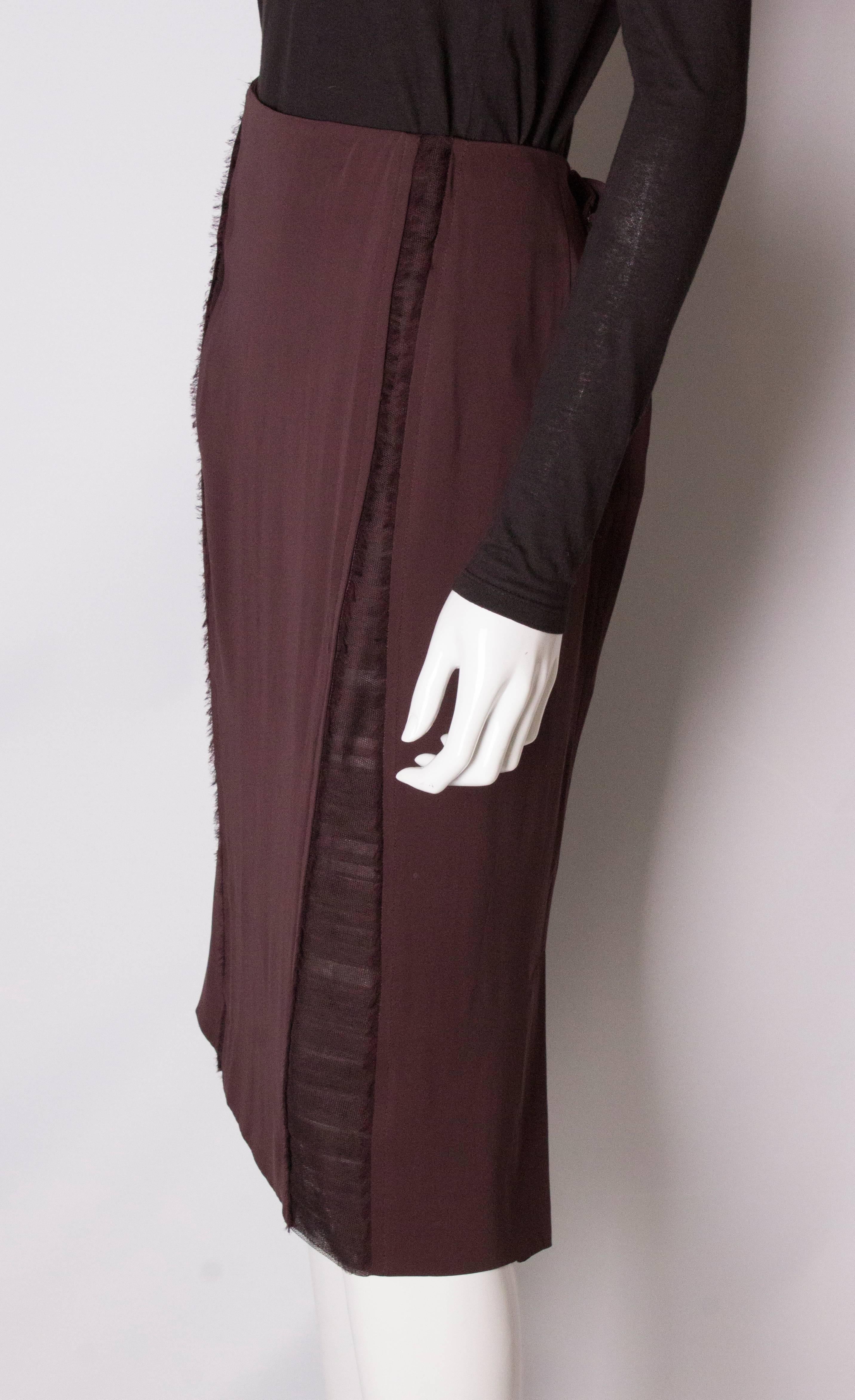 Yves Saint Laurent  Rive Gauche Aubergine Silk Skirt 1