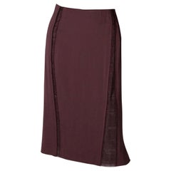 Yves Saint Laurent  Rive Gauche Aubergine Silk Skirt