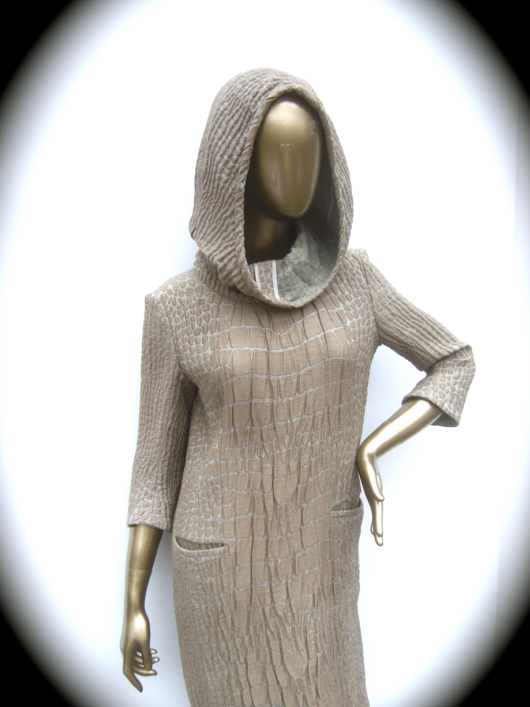 Gray Yves Saint Laurent Rive Gauche Avant-Garde Hooded Dress c 21st C