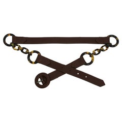 Yves Saint Laurent Rive Gauche Belt Leather and Tortoise Rings Vintage Rare